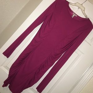 Long sleeve rouched knee length Dress